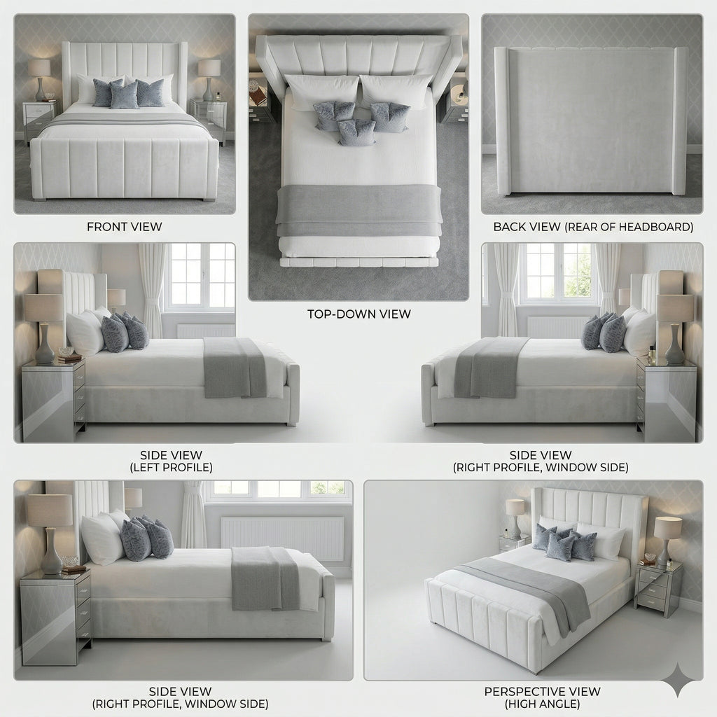 Wingback Panel Bed With Optional Mattress And Storage