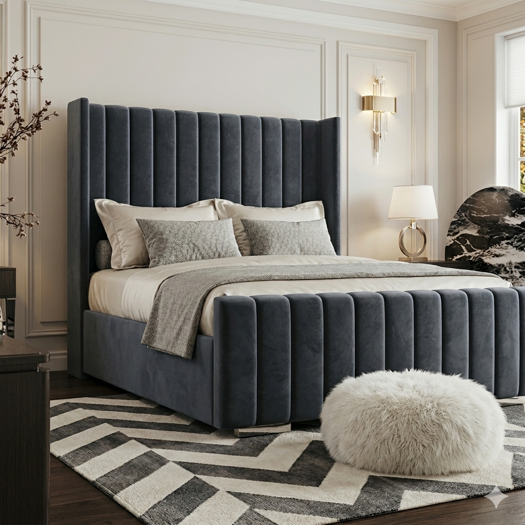 Wingback Bed with Optional Mattress and Storage