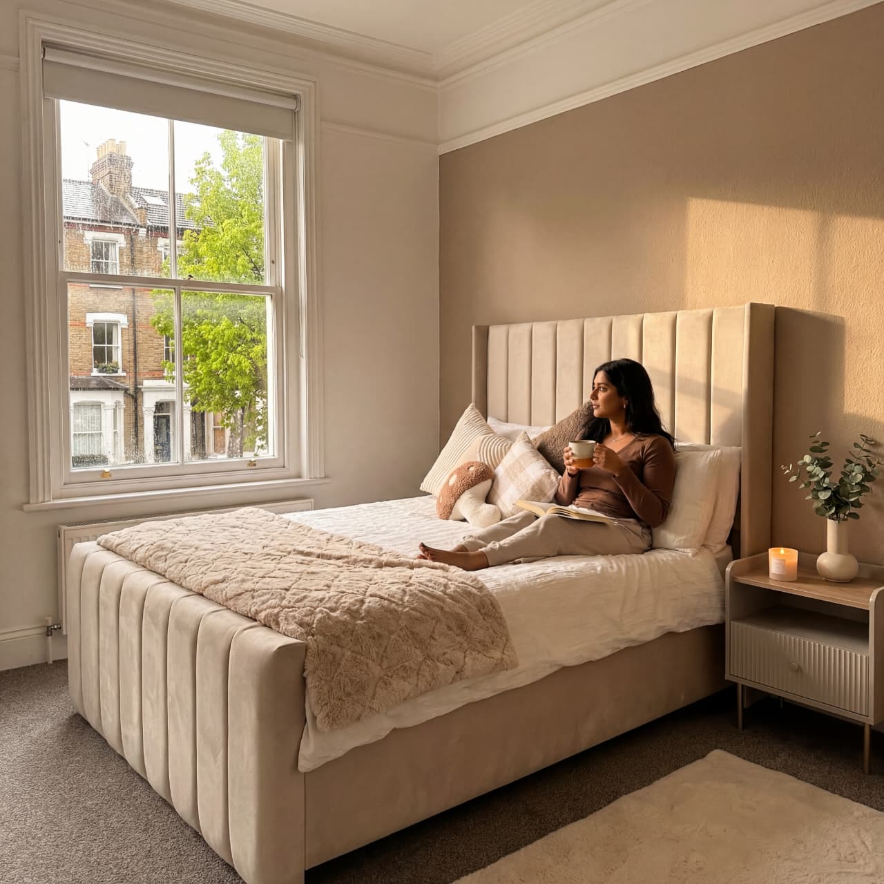 Wingback Panel Bed With Optional Mattress And Storage