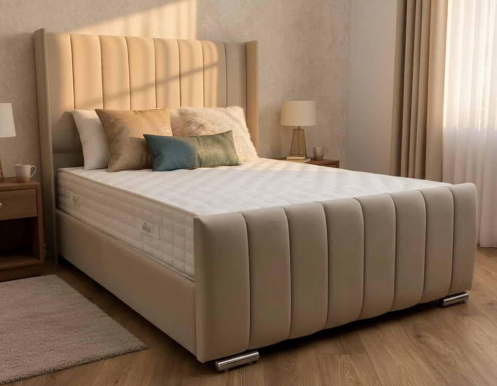 Wingback Bed with Optional Mattress and Storage