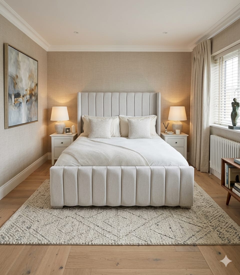 Wingback Panel Bed With Optional Mattress And Storage