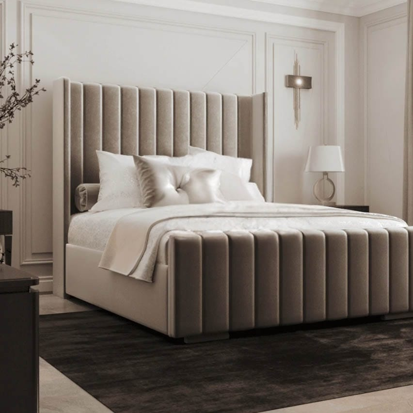 Wingback Bed with Optional Mattress and Storage