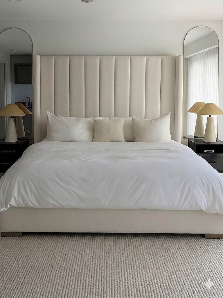 Wingback Panel Bed With Optional Mattress And Storage