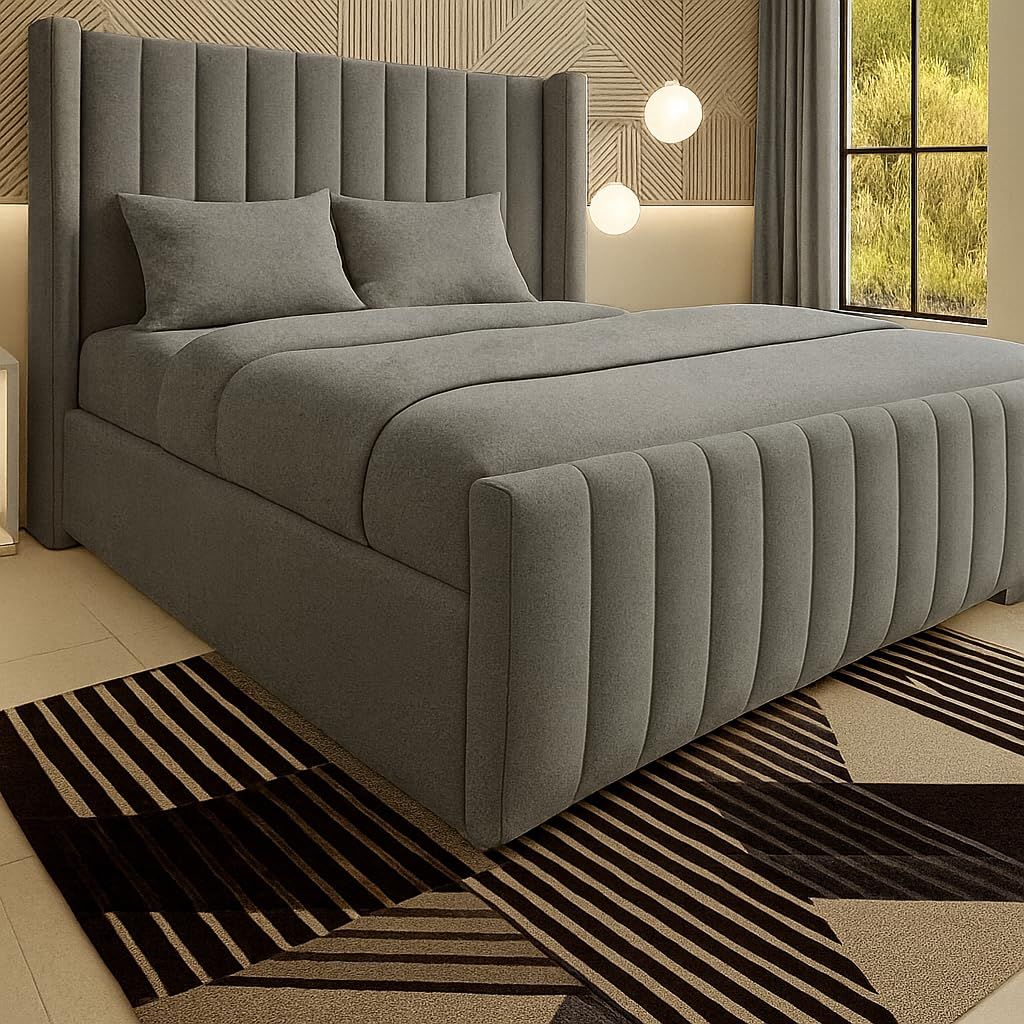 Wingback Panel Bed With Optional Mattress And Storage